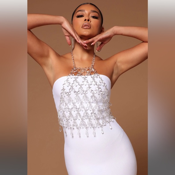 Kendall Embellished Midi Dress Set - White - Picture 2 of 6